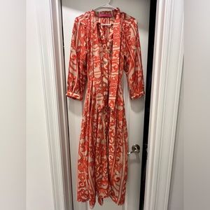 Buru Coral Embroidered 9 to 5 Dress size Small
